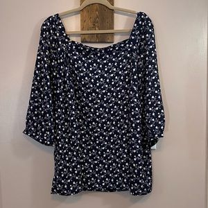 Square neck floral blouse by Loft size 18